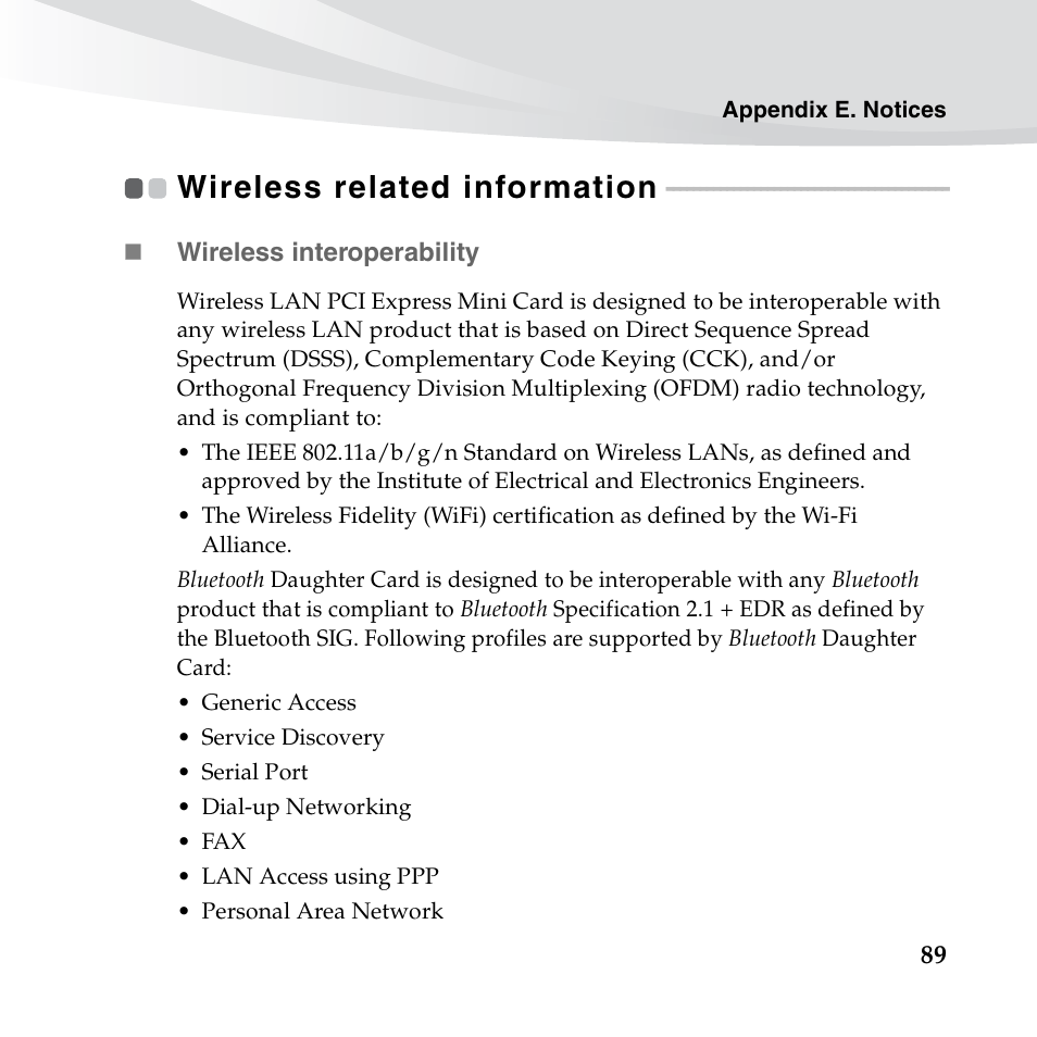 Wireless related information | Lenovo IdeaPad S10-3s User Manual | Page 103 / 130