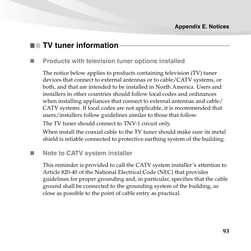 Tv tuner information | Lenovo IdeaPad S10-3s User Manual | Page 107 / 130