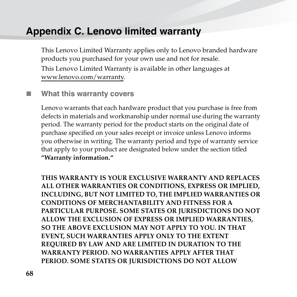 Appendix c. lenovo limited warranty | Lenovo IdeaPad S10-3s User Manual | Page 82 / 130