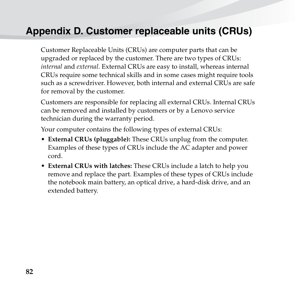 Appendix d. customer replaceable units (crus) | Lenovo IdeaPad S10-3s User Manual | Page 96 / 130