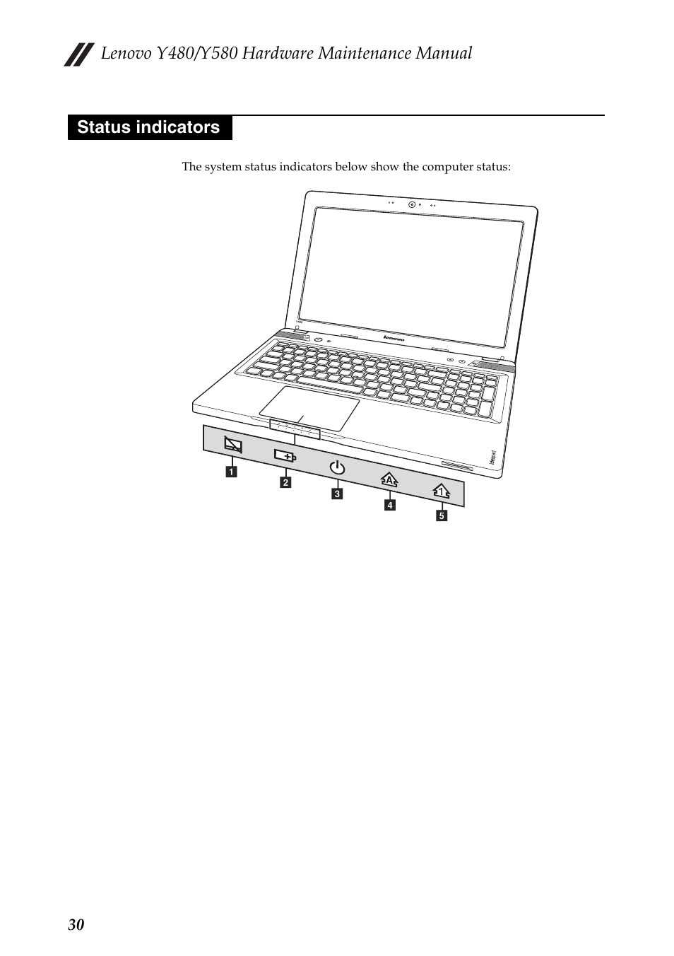 Status indicators | Lenovo IdeaPad Y480 User Manual | Page 34 / 103