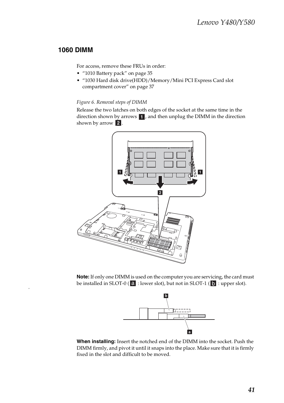 1060 dimm | Lenovo IdeaPad Y480 User Manual | Page 45 / 103