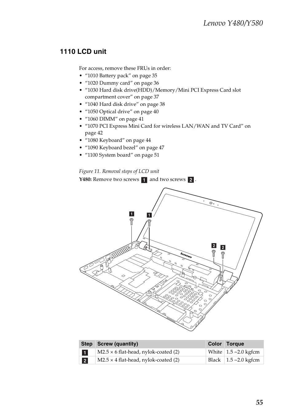 1110 lcd unit | Lenovo IdeaPad Y480 User Manual | Page 59 / 103