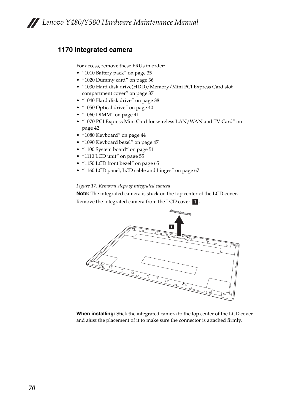 1170 integrated camera | Lenovo IdeaPad Y480 User Manual | Page 74 / 103