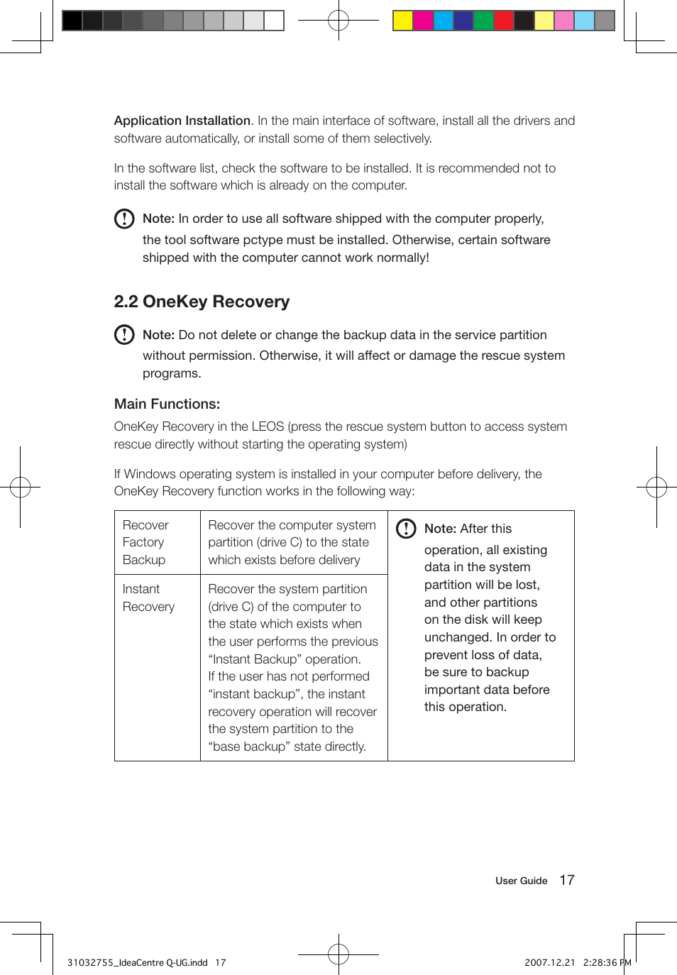 2 onekey recovery | Lenovo IdeaCentre Q200 User Manual | Page 22 / 49