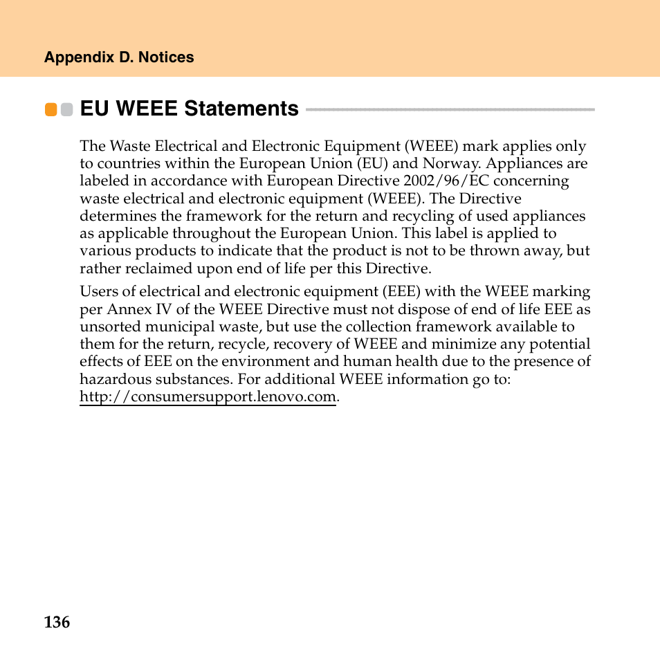 Eu weee statements | Lenovo IdeaPad S10 FR User Manual | Page 144 / 154