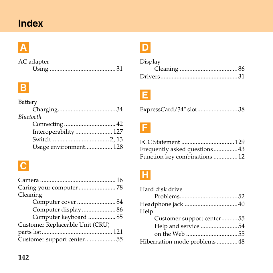 Index, Index a | Lenovo IdeaPad S10 FR User Manual | Page 150 / 154