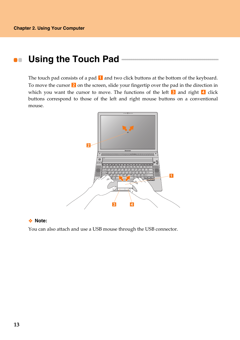 Using the touch pad | Lenovo IdeaPad Y510 User Manual | Page 18 / 77