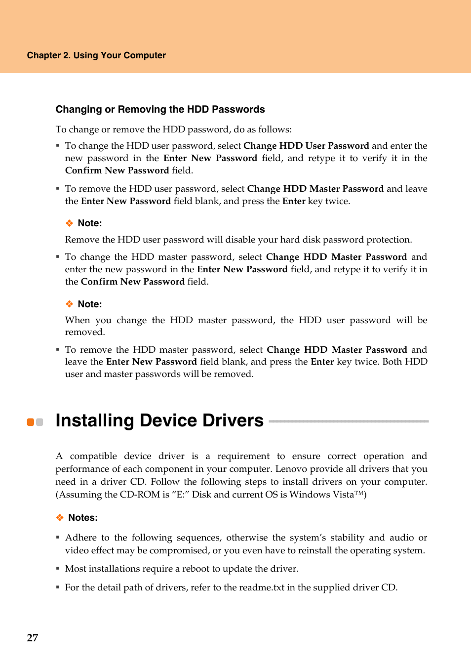 Installing device drivers | Lenovo IdeaPad Y510 User Manual | Page 32 / 77