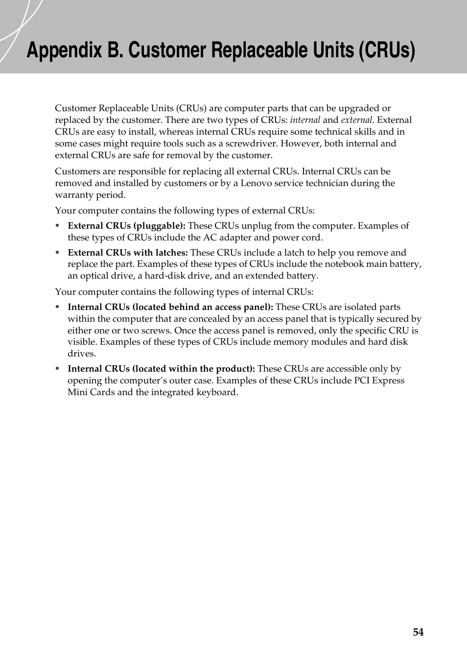 Appendix b. customer replaceable units (crus) | Lenovo IdeaPad Y510 User Manual | Page 59 / 77