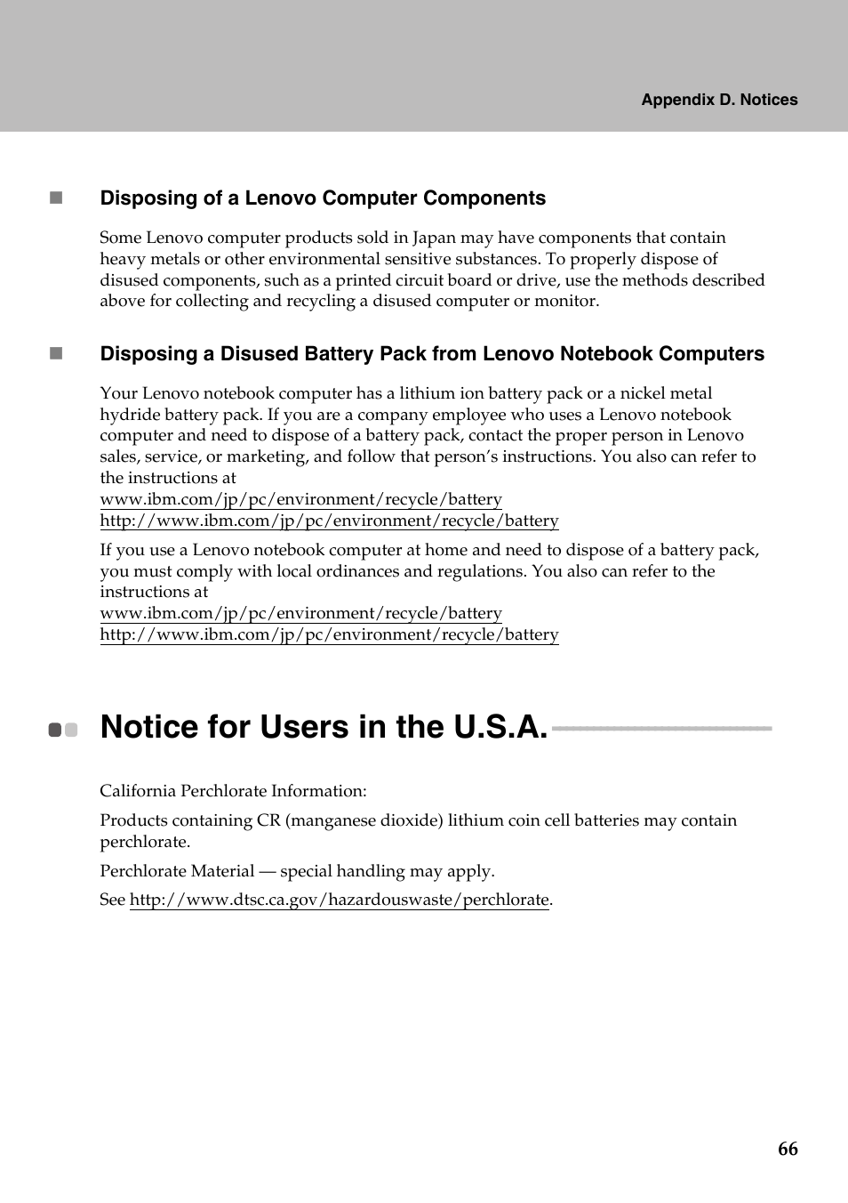 Notice for users in the u.s.a | Lenovo IdeaPad Y510 User Manual | Page 71 / 77