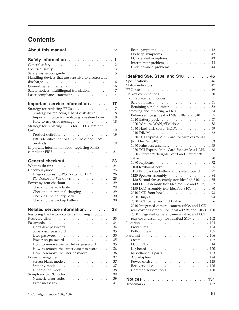 Lenovo IdeaPad S9e -FR User Manual | Page 5 / 142