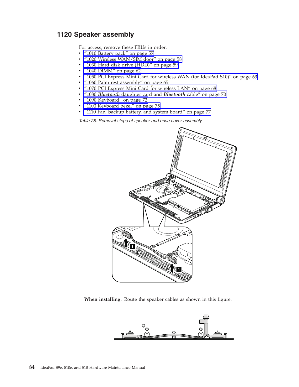 1120 speaker assembly, Speaker, Assembly | Lenovo IdeaPad S9e -FR User Manual | Page 92 / 142
