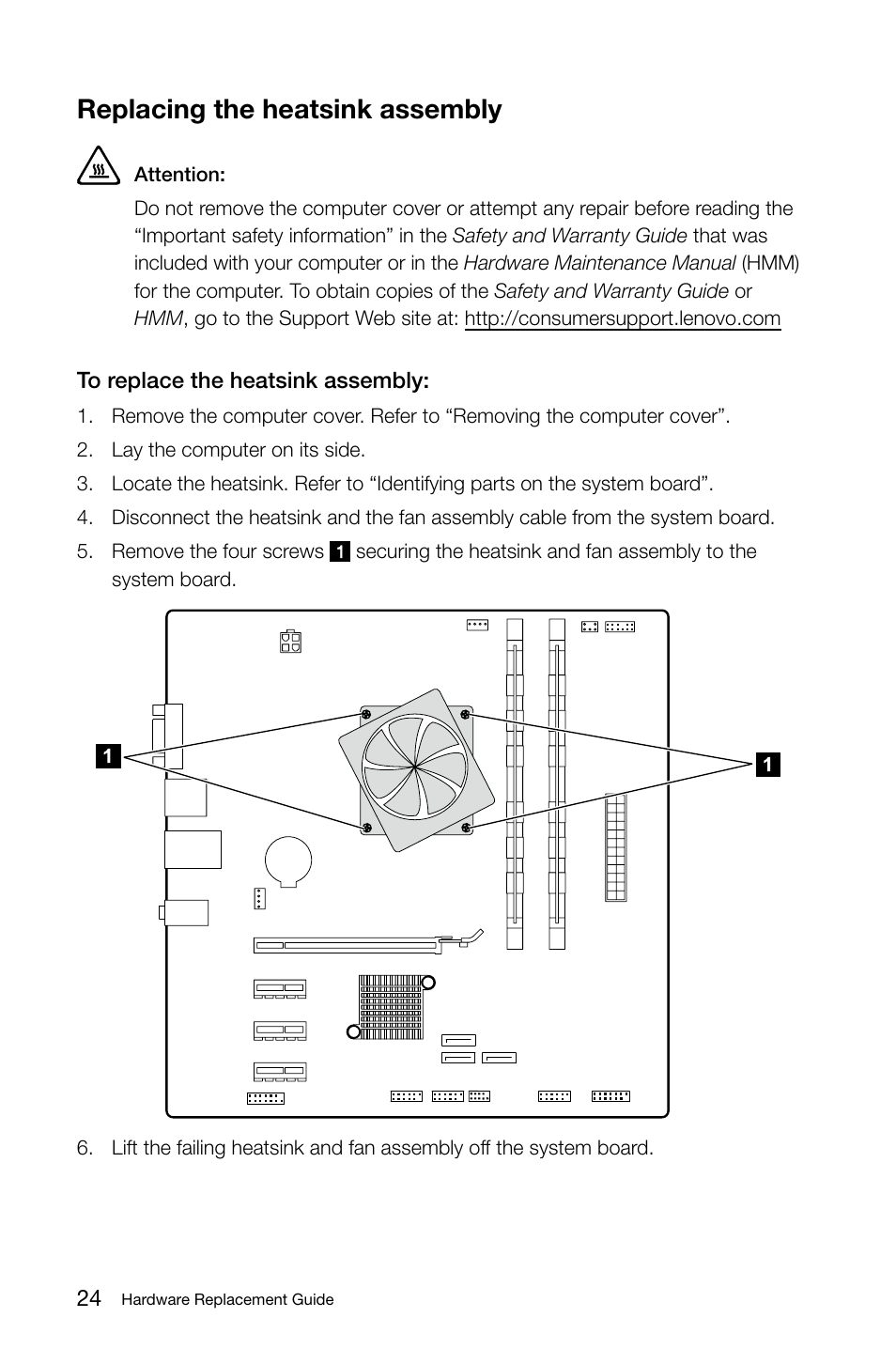 Replacing the heatsink assembly | Lenovo H415 Desktop User Manual | Page 29 / 37