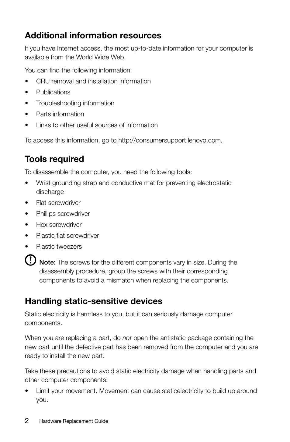 Additional information resources, Tools required, Handling static-sensitive devices | Lenovo H415 Desktop User Manual | Page 7 / 37
