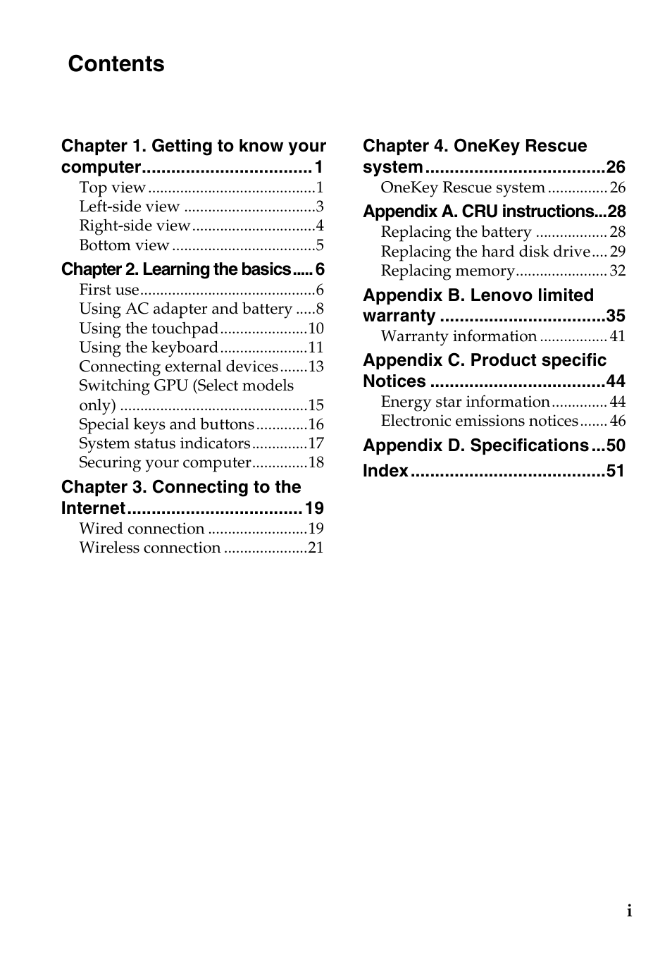 Lenovo IdeaPad V360 User Manual | Page 3 / 58