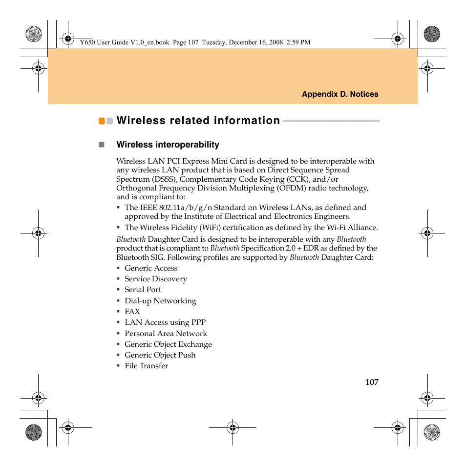 Wireless related information | Lenovo IdeaPad Y650 User Manual | Page 115 / 138