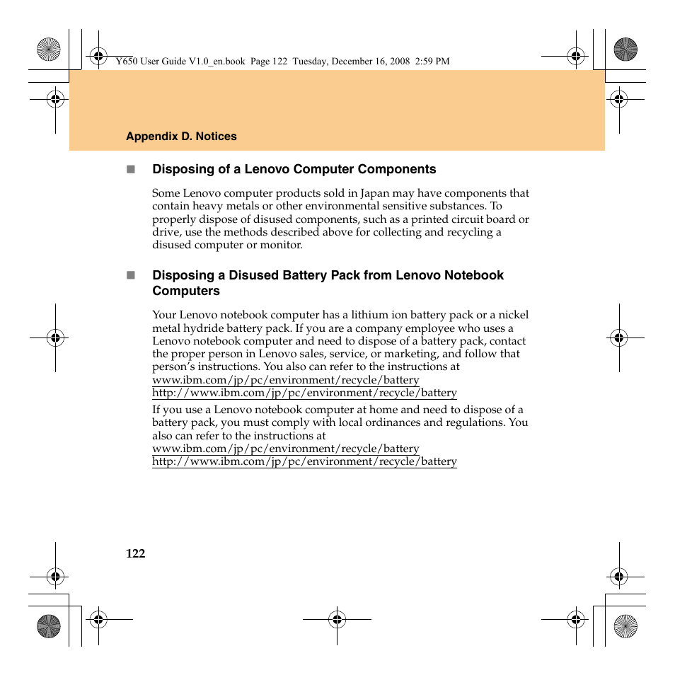 Lenovo IdeaPad Y650 User Manual | Page 130 / 138
