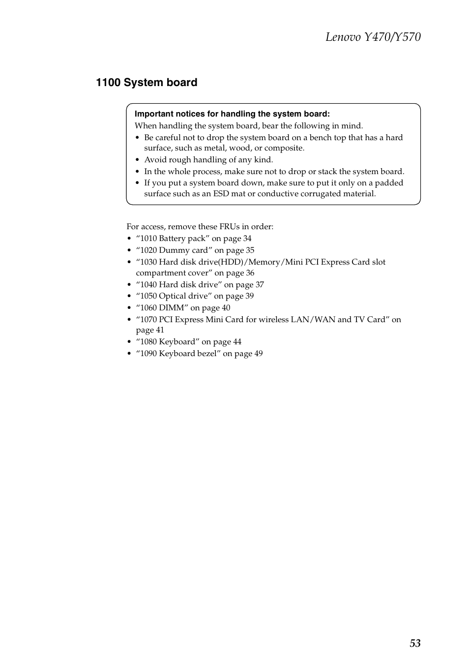 1100 system board | Lenovo IDEAPAD Y570 User Manual | Page 57 / 103