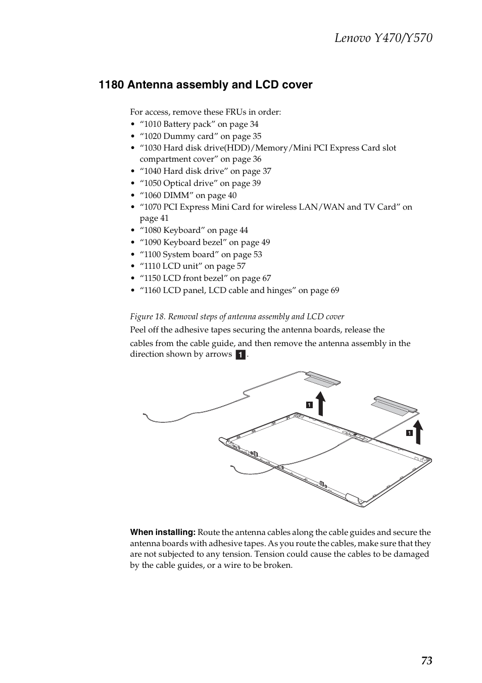 1180 antenna assembly and lcd cover | Lenovo IDEAPAD Y570 User Manual | Page 77 / 103