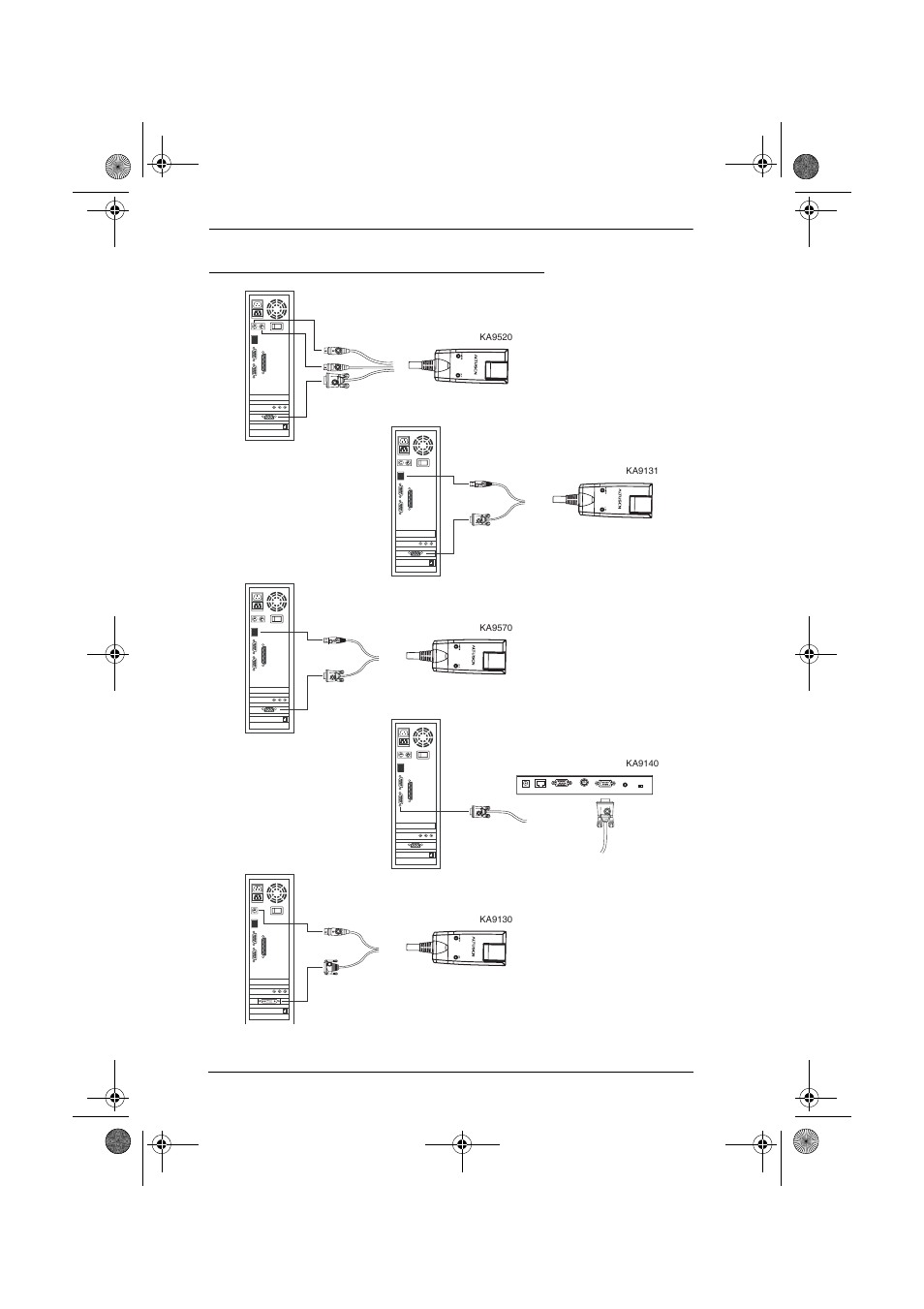 Kvm adapter cable installation diagrams | ATEN ALTUSEN KH1516 User Manual | Page 28 / 75