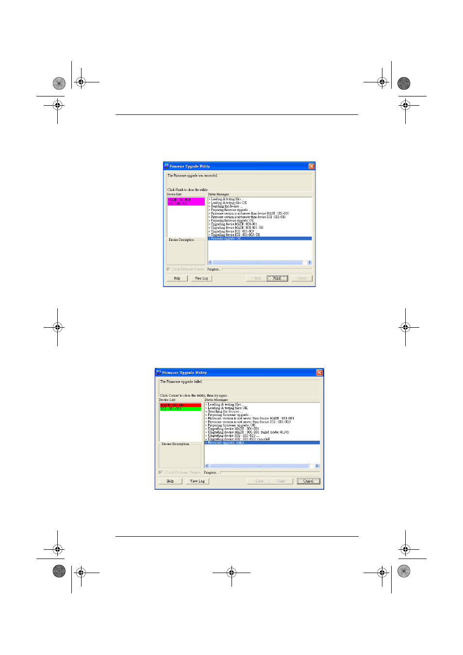 Upgrade succeeded, Upgrade failed, Upgrade succeeded: upgrade failed | ATEN ALTUSEN KH1516 User Manual | Page 61 / 75