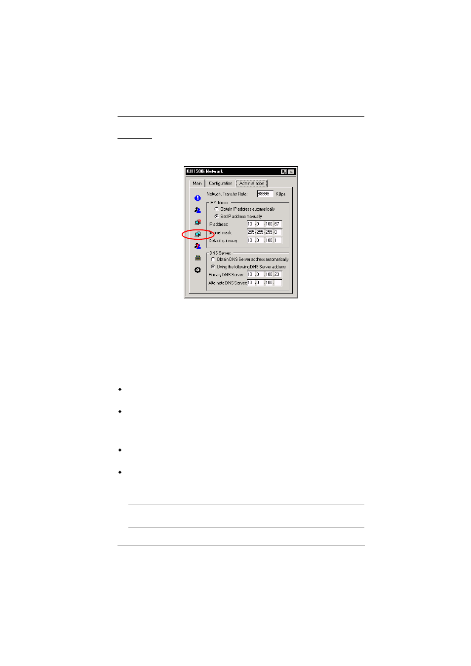 Network, Network transfer rate, Ip address | Dns server, Network transfer rate ip address dns server | ATEN ALTUSCN KH1516I User Manual | Page 83 / 172