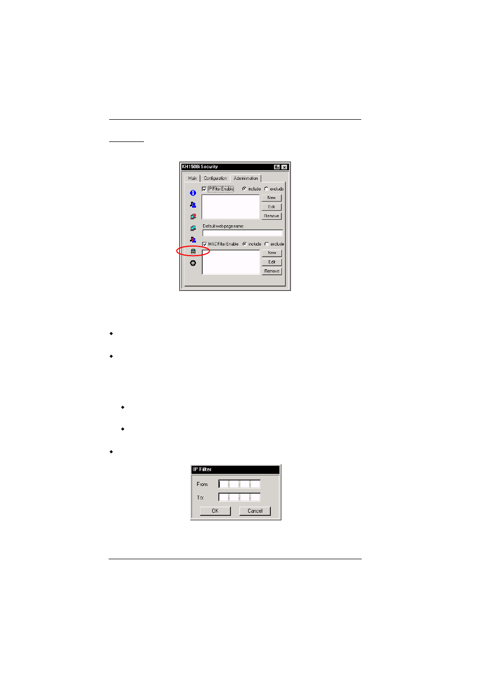 Security, Ip and mac filtering | ATEN ALTUSCN KH1516I User Manual | Page 90 / 172