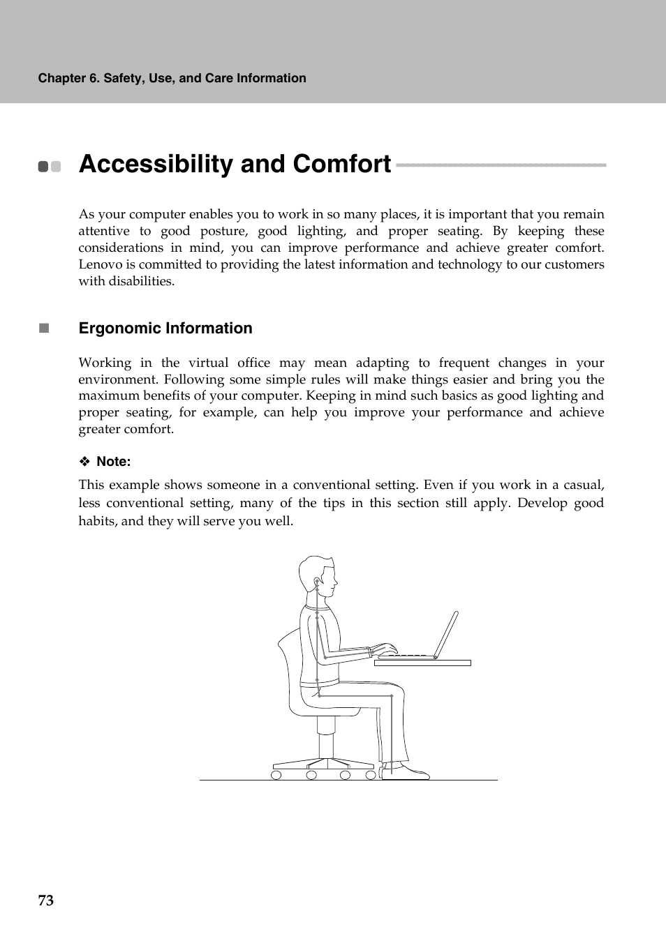 Accessibility and comfort | Lenovo IdeaPad Y710 User Manual | Page 78 / 102