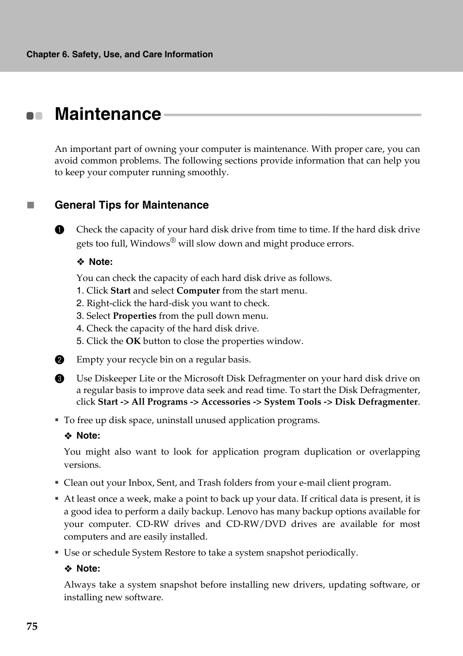 Maintenance | Lenovo IdeaPad Y710 User Manual | Page 80 / 102