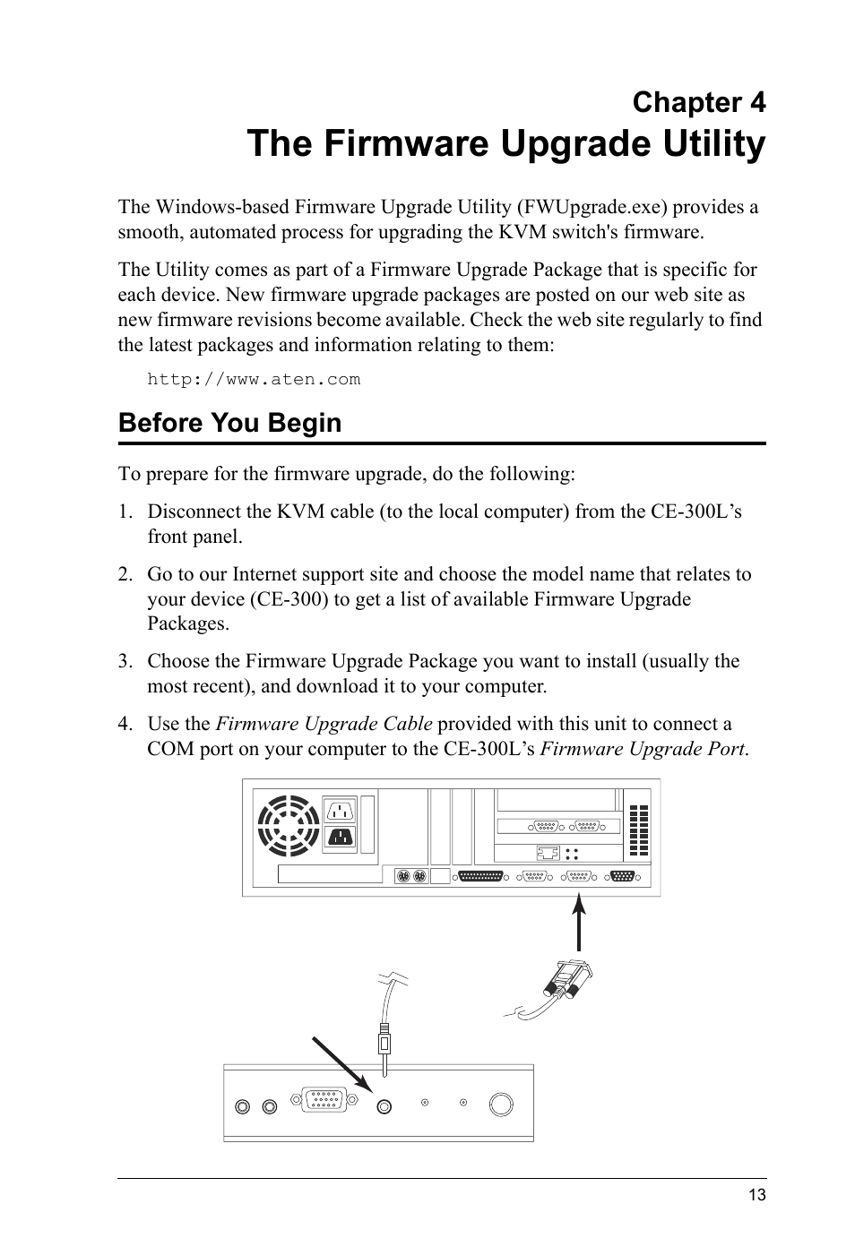 The firmware upgrade utility, Before you begin, Chapter 4 | ATEN CE-300 User Manual | Page 21 / 33
