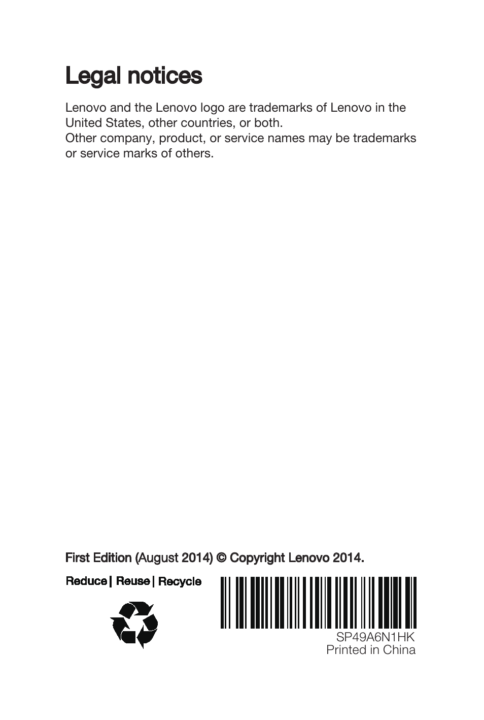 Legal notices | Lenovo S856 Smartphone User Manual | Page 19 / 19