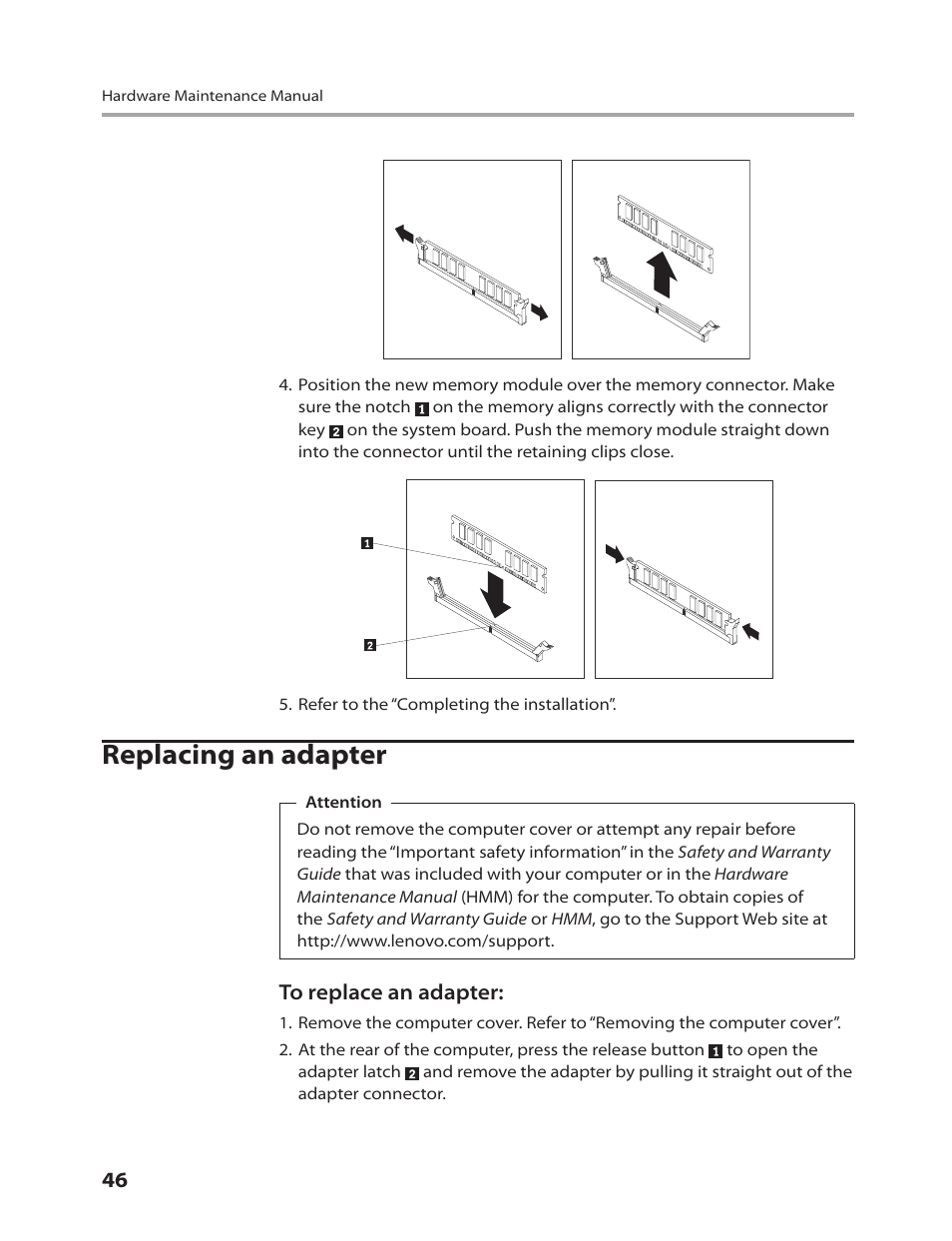 Replacing an adapter | Lenovo IdeaCentre K220 User Manual | Page 49 / 64