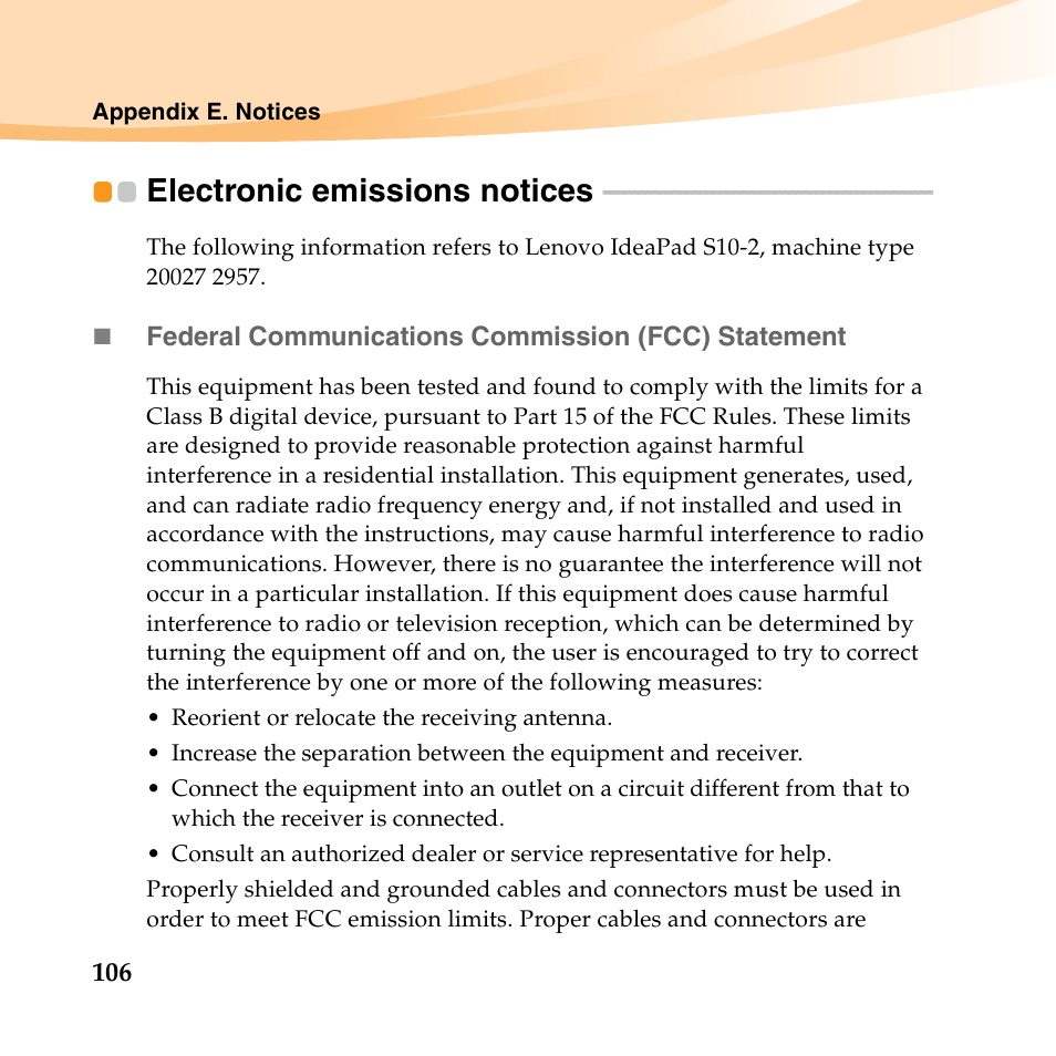 Electronic emissions notices | Lenovo IdeaPad S10-2 User Manual | Page 121 / 140