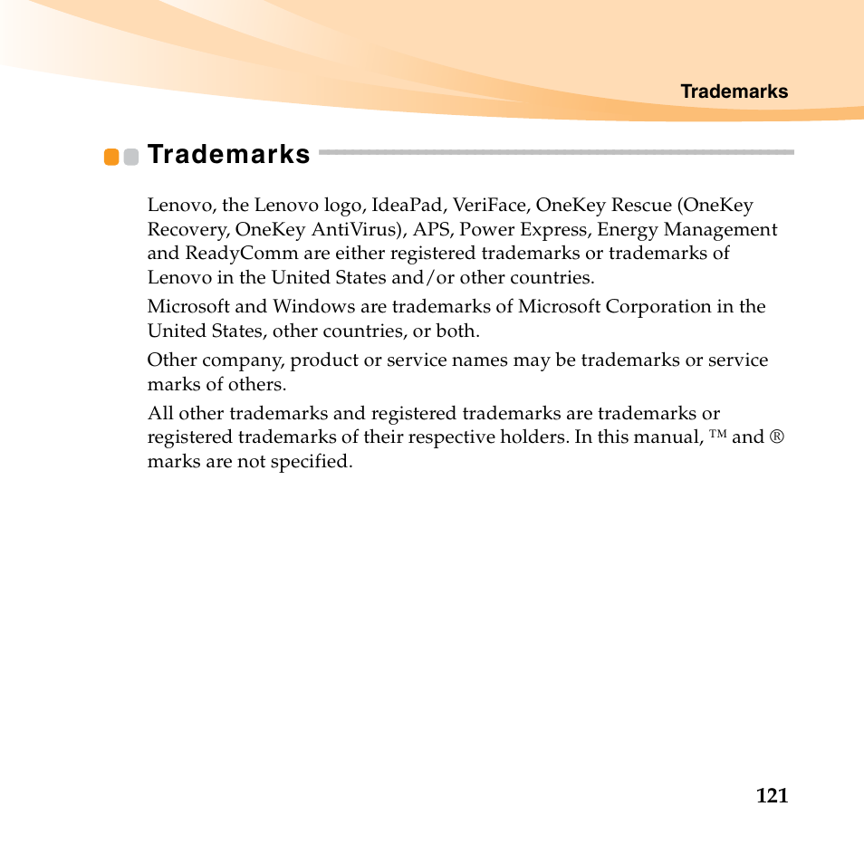 Trademarks | Lenovo IdeaPad S10-2 User Manual | Page 136 / 140