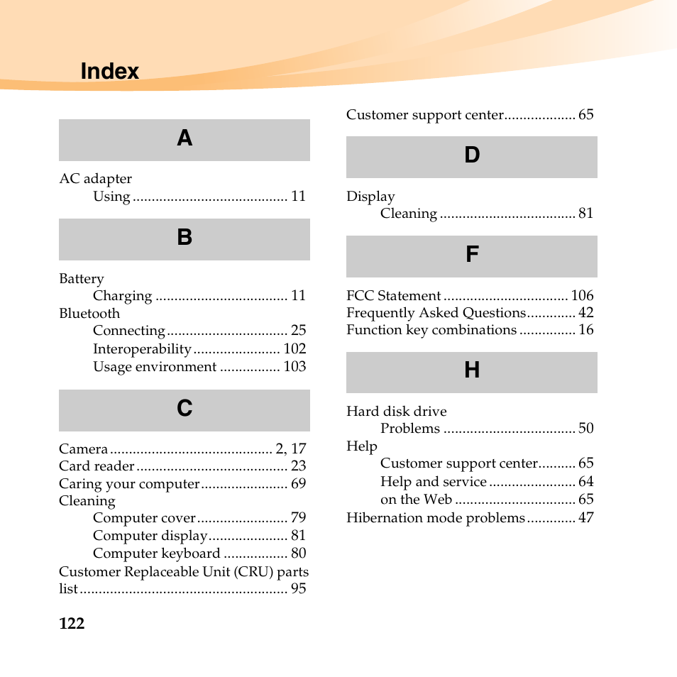 Index | Lenovo IdeaPad S10-2 User Manual | Page 137 / 140