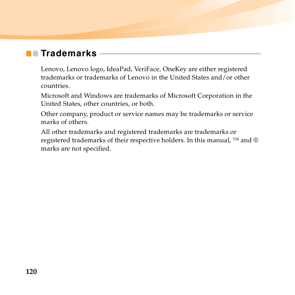 Trademarks | Lenovo IdeaPad U150 User Manual | Page 134 / 140