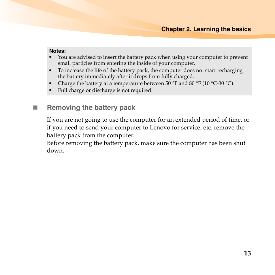 13  removing the battery pack | Lenovo IdeaPad U150 User Manual | Page 27 / 140