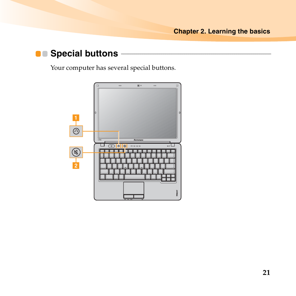 Special buttons | Lenovo IdeaPad U150 User Manual | Page 35 / 140