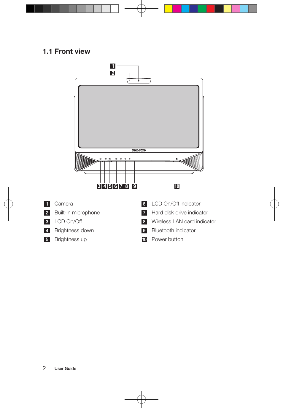 1 front view | Lenovo IdeaCentre B310 User Manual | Page 7 / 47