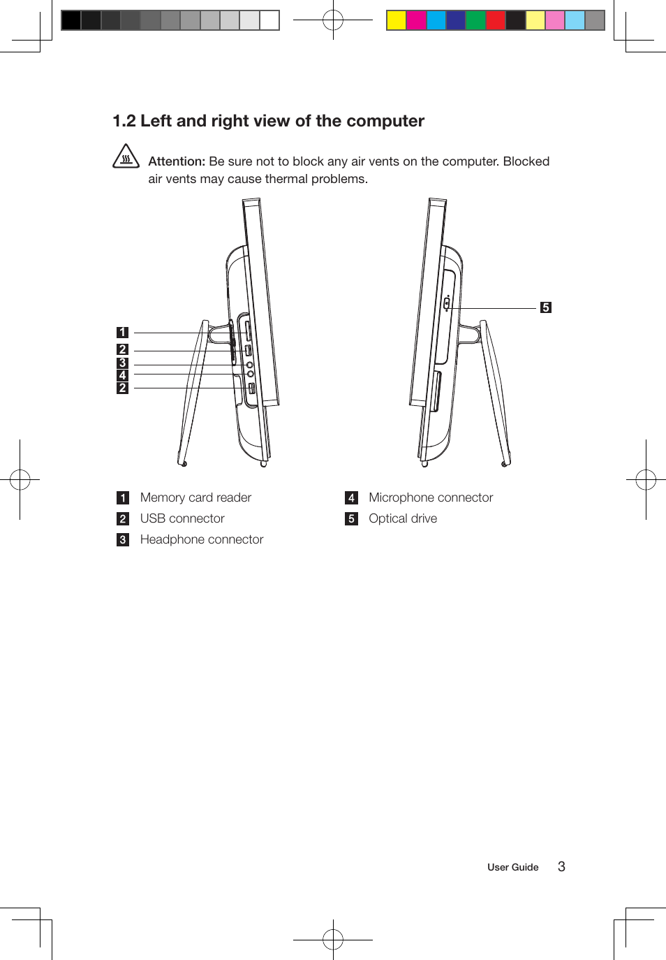 2 left and right view of the computer | Lenovo IdeaCentre B310 User Manual | Page 8 / 47