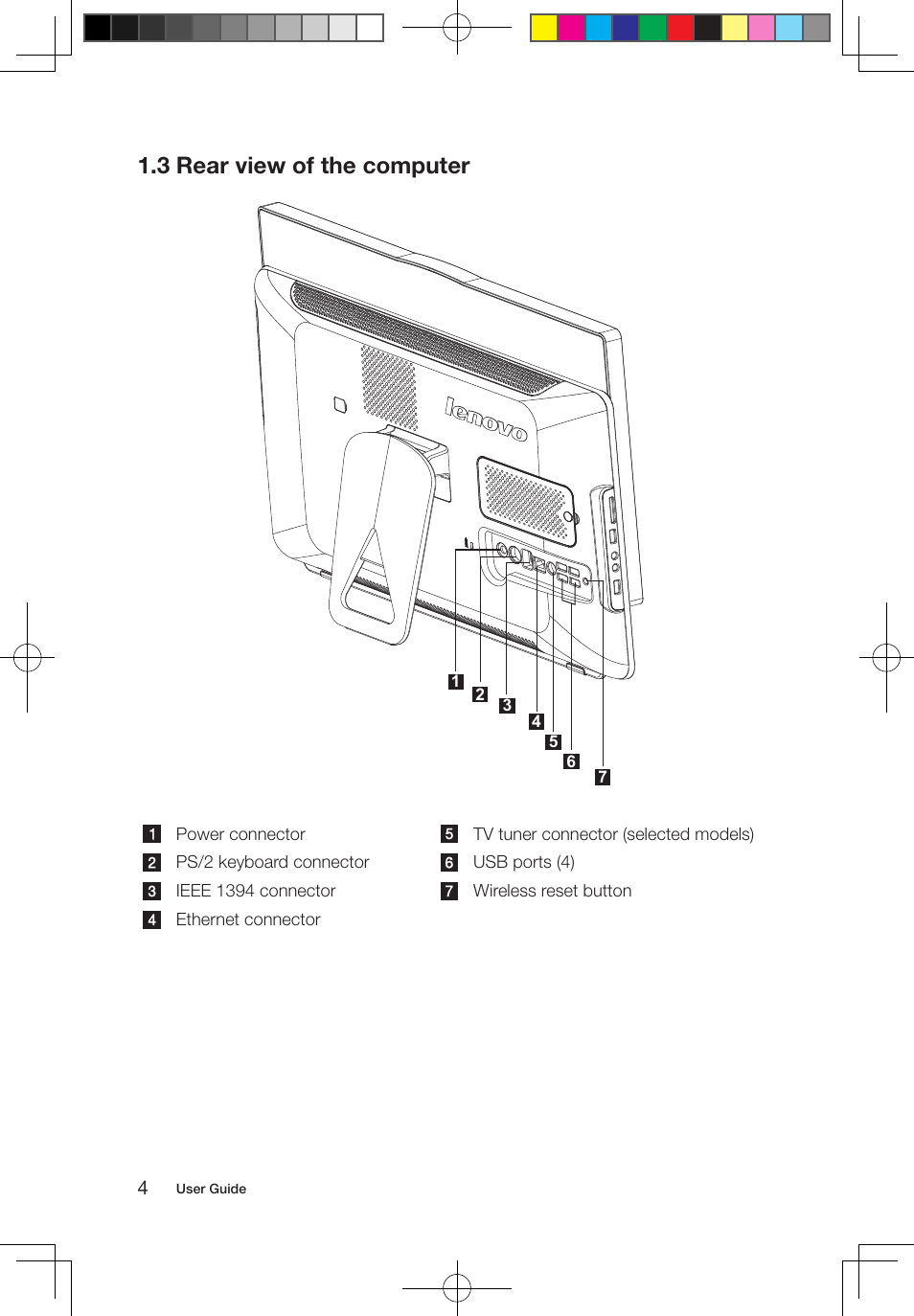 3 rear view of the computer | Lenovo IdeaCentre B310 User Manual | Page 9 / 47