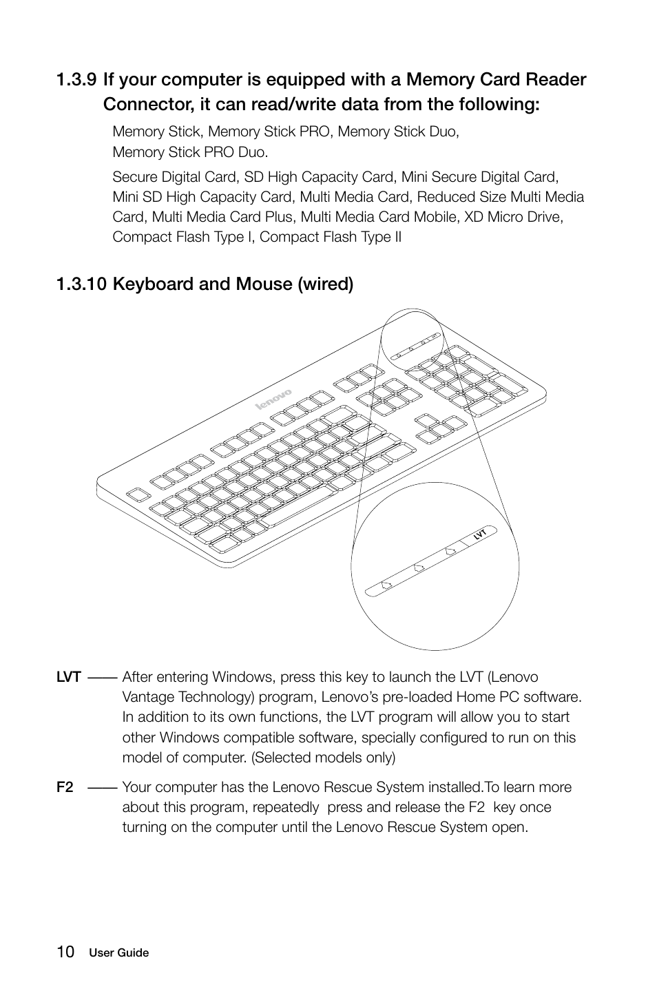 10 keyboard and mouse (wired) | Lenovo IdeaCentre K330 User Manual | Page 15 / 35