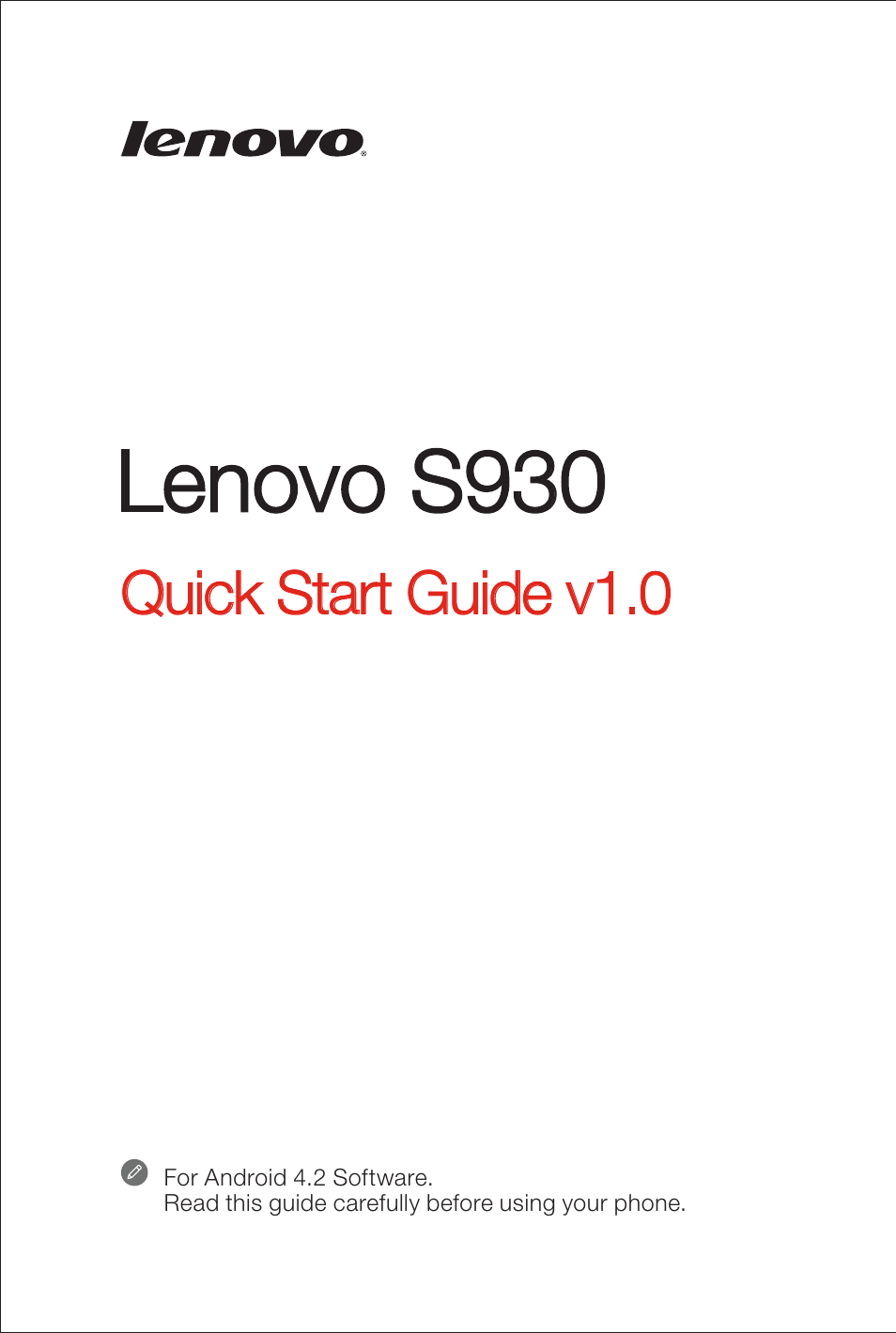 Lenovo S930 Smartphone User Manual | 6 pages