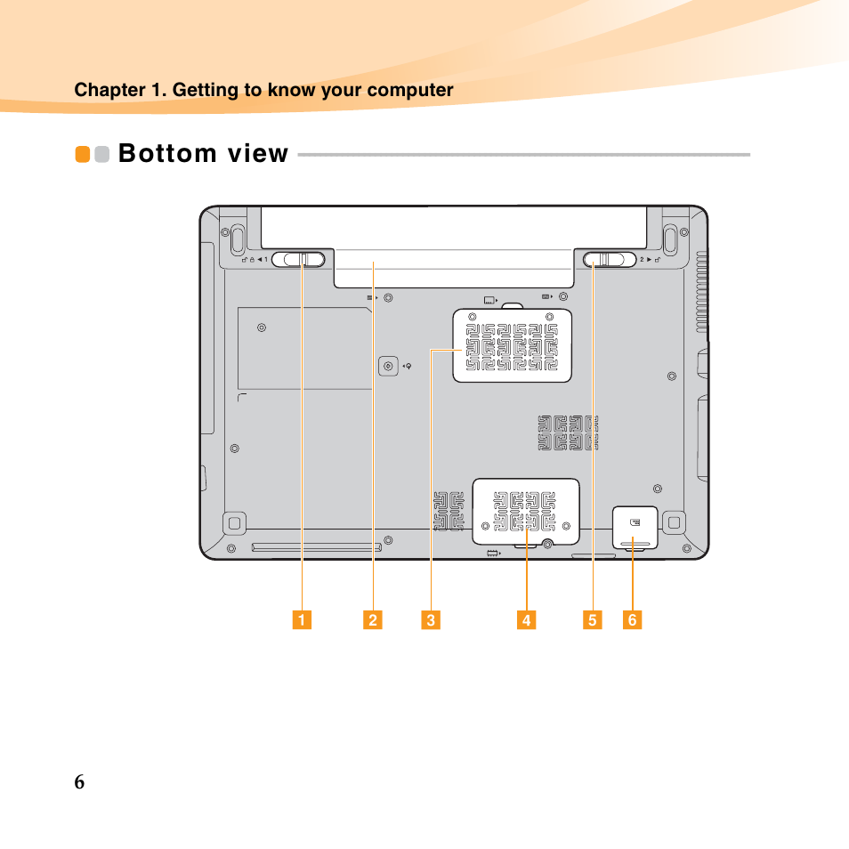 Bottom view | Lenovo IdeaPad U450p User Manual | Page 20 / 136