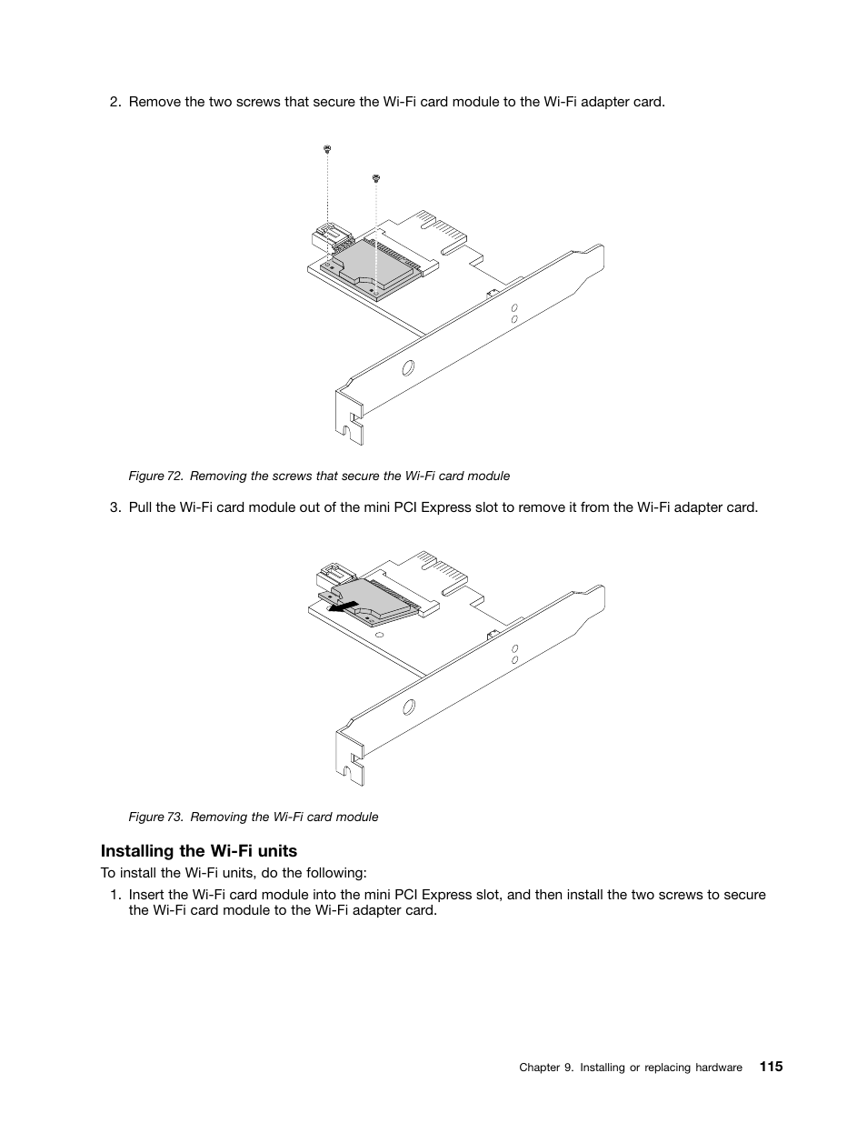 Installing the wi-fi units | Lenovo ThinkStation P300 User Manual | Page 127 / 162