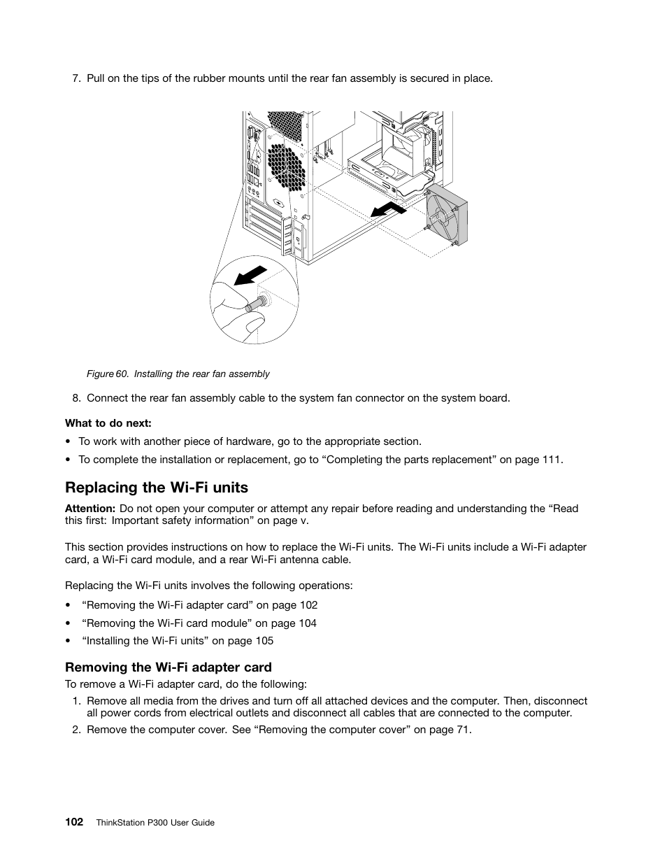 Replacing the wi-fi units | Lenovo ThinkStation P300 User Manual | Page 114 / 150