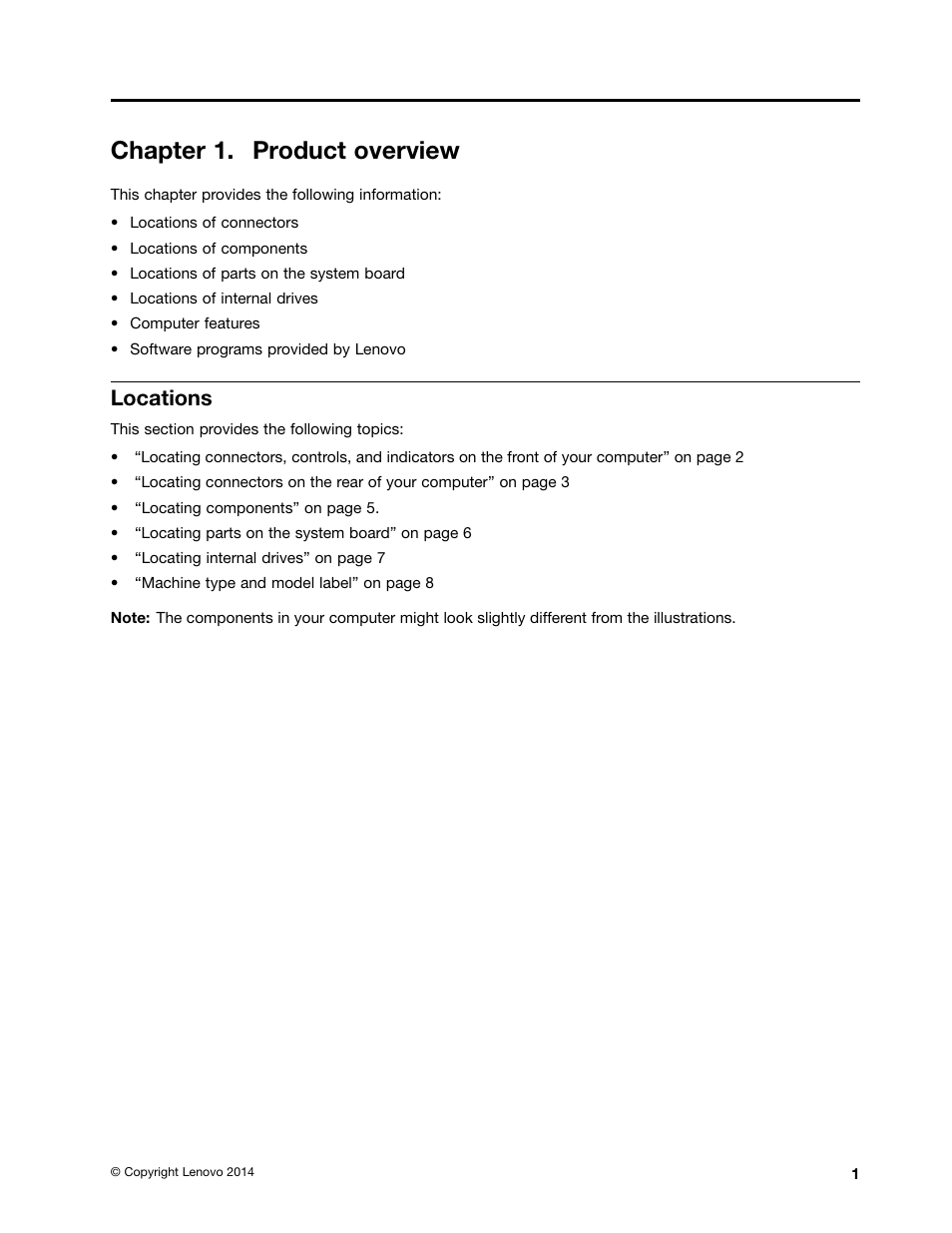 Chapter 1. product overview, Locations | Lenovo ThinkStation P300 User Manual | Page 13 / 150