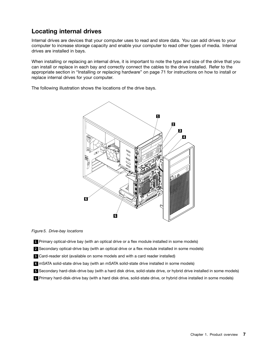 Locating internal drives | Lenovo ThinkStation P300 User Manual | Page 19 / 150