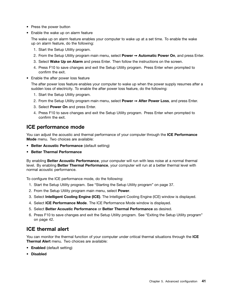 Ice performance mode, Ice thermal alert | Lenovo ThinkStation P300 User Manual | Page 53 / 150